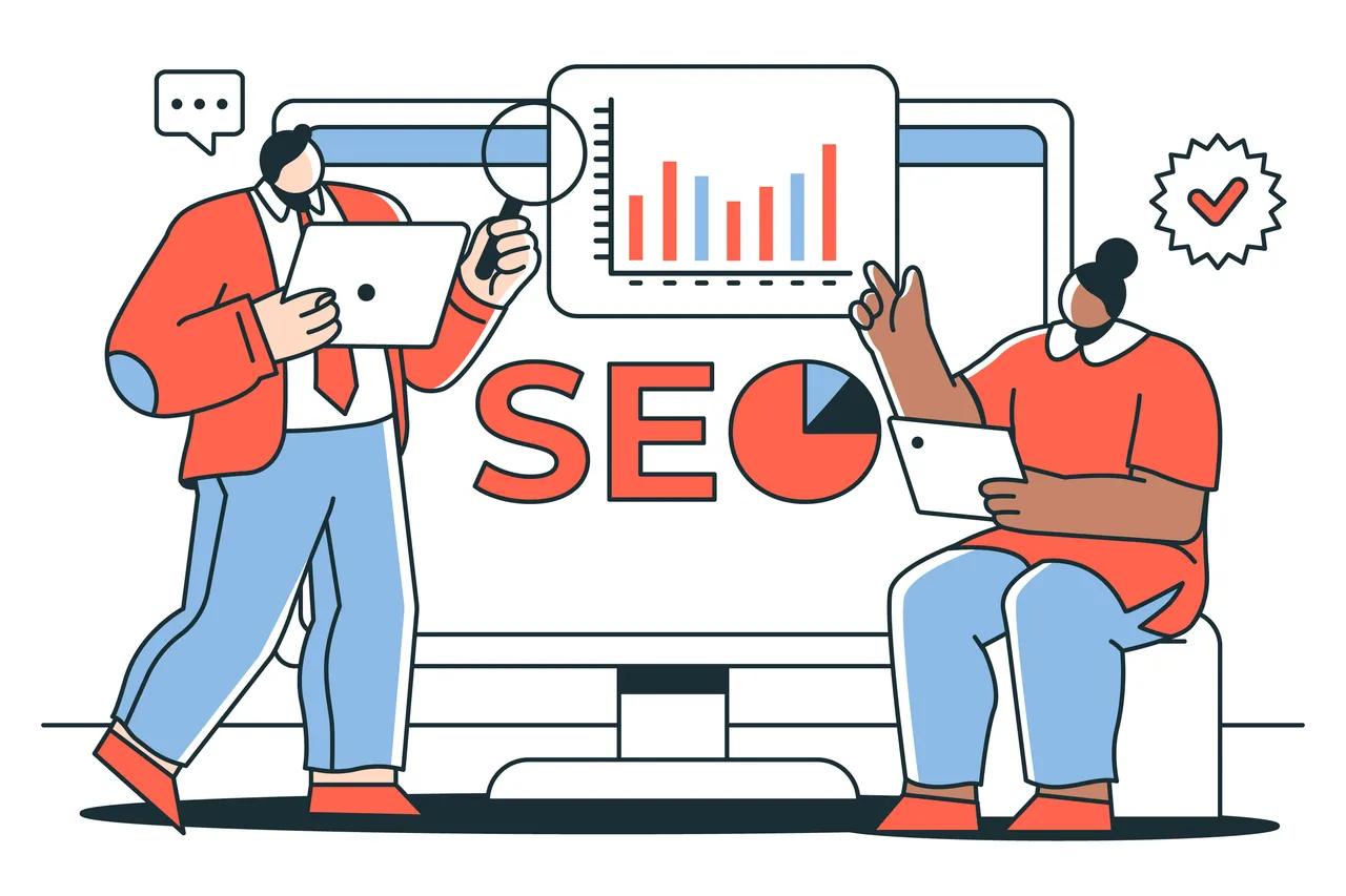 Illustration highlighting how React’s server-side rendering improves SEO, boosts search rankings, and enhances eCommerce website visibility.